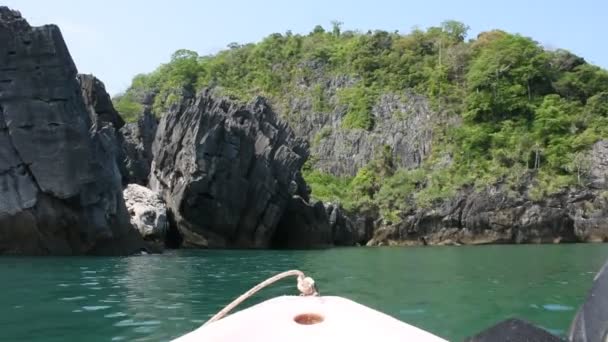 Thai People Foreign Travelers Paddle Canoe Boat Sea Ocean Travel — Vídeos de Stock
