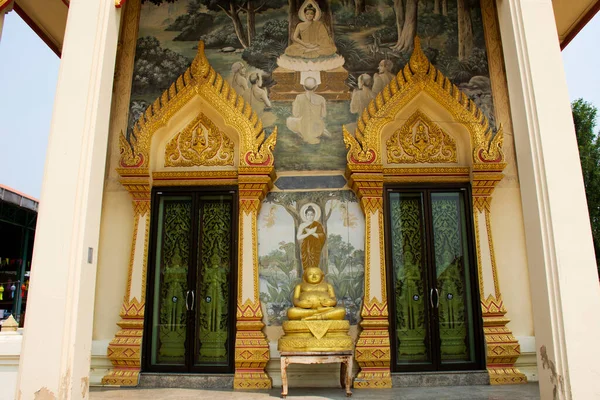Ancient Architecture Antique Building Ubosot Thai People Travelers Travel Visit — Foto de Stock