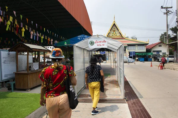 Tunel Cleaning Disinfecting Surfaces Virus Bacteria Thai People Travelers Use — Foto de Stock