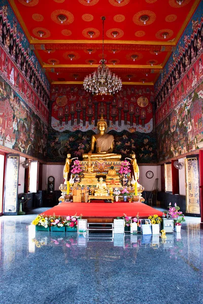 Ancient Buddha Statues Old Ubosot Church Thai People Traveler Travel — Stockfoto