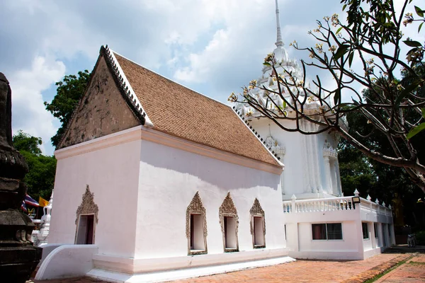 Ancient Old Ordination Hall Antique Ubosot Church Ruins Stupa Chedi — Fotografia de Stock