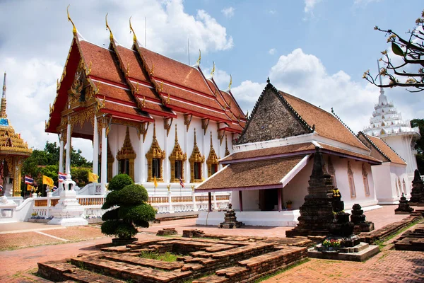 Ancient Old Ordination Hall Antique Ubosot Church Ruins Stupa Chedi — Fotografia de Stock