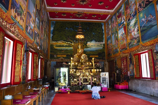 Antiguas Estatuas Buda Antigua Iglesia Ubosot Para Los Viajeros Tailandeses — Foto de Stock