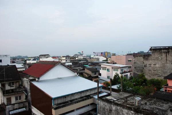 Aerial View Landscape Cityscape Phattalung City High Building House Home —  Fotos de Stock
