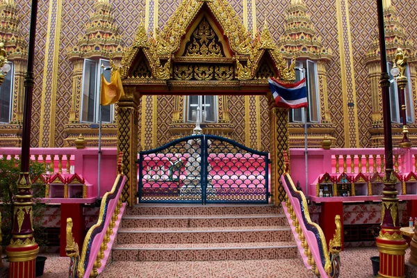 Ancient Old Ordination Hall Antique Ubosot Church Thai People Travelers — Stockfoto