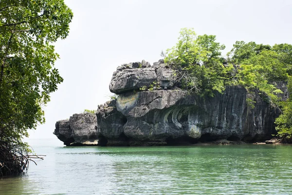 Limestone Mountain Island Sea Ocean Thai People Travelers Travel Visit — Stock Photo, Image