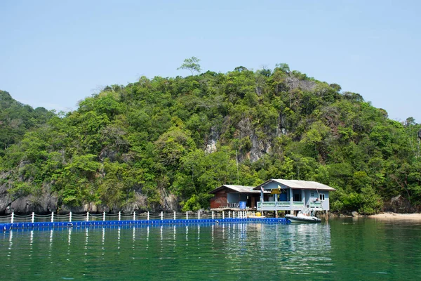 Punto Estrazione Sicurezza Khao Yai Pontoni Plastica Molo Nell Oceano — Foto Stock