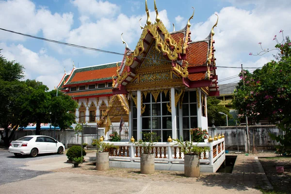 Ancient Old Ordination Hall Antique Ubosot Church Thai People Travelers — Foto de Stock