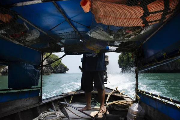 Guía Gente Tailandesa Local Conductor Barco Navegando Traer Viajeros Tailandeses — Foto de Stock