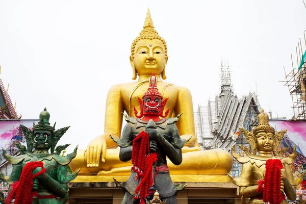 King Thao Wessuwan Vasavana Kuvera Giant Statue Thai People Visit — Stock Photo, Image