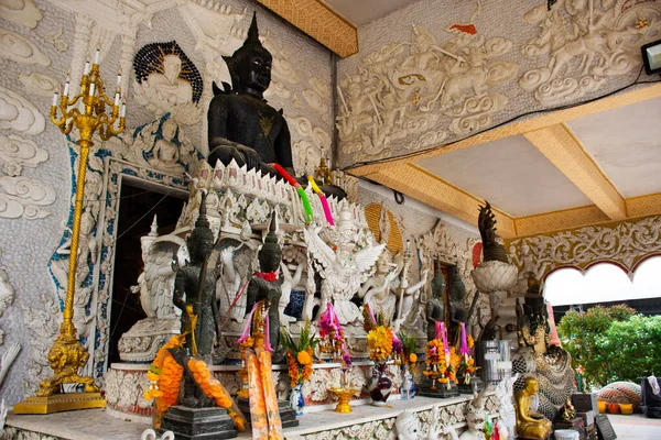 Black Buddha Statue Thai People Travelers Travel Visit Respect Praying — Stock Photo, Image