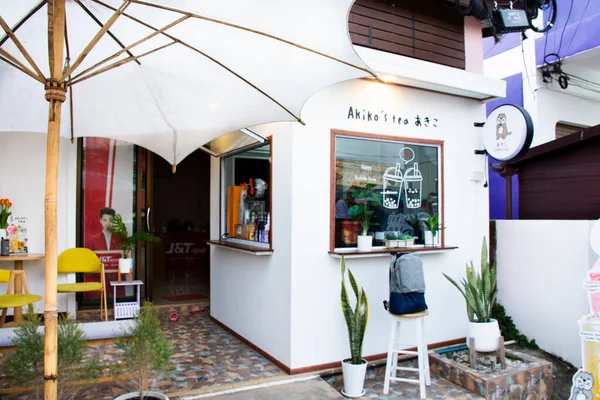 Zewnętrzne Wewnętrzne Meble Kawiarni Kawiarni Miejscowości Pak Bara Dla Podróżnych — Zdjęcie stockowe