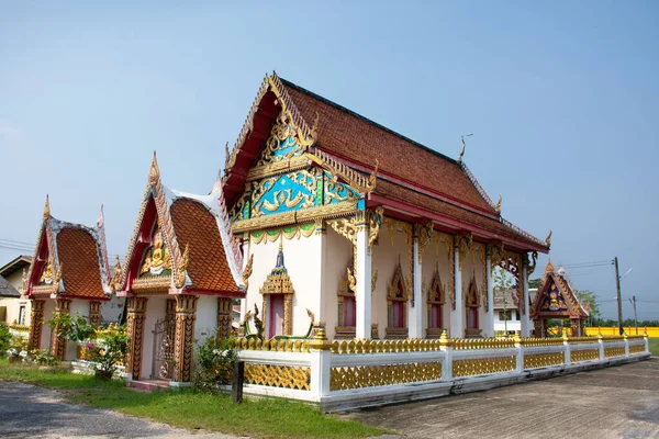 Ancient Ordination Hall Antique Ubosot Church Thai People Travelers Travel — Fotografia de Stock