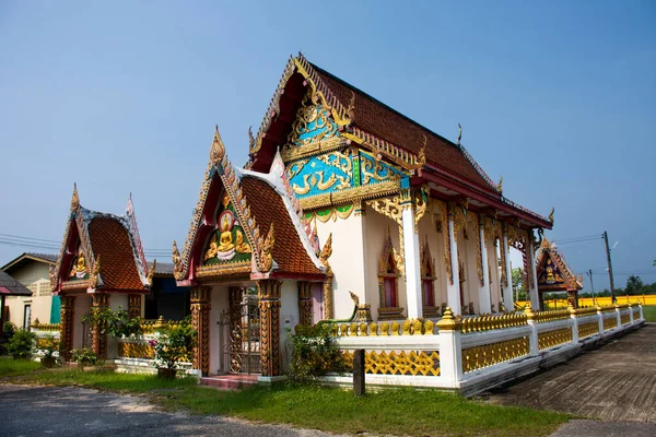 Ancient Ordination Hall Antique Ubosot Church Thai People Travelers Travel — Fotografia de Stock