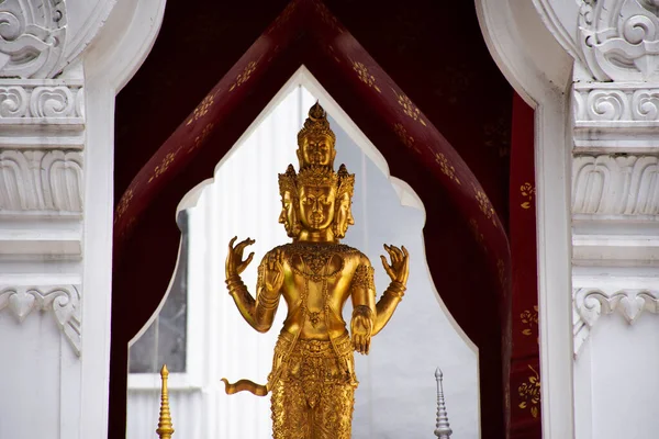Ancient Trimurti God Statue Lord Supreme Trinity Figure Shrine Thai — Stock Photo, Image