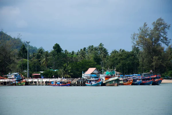 Ver Paisaje Paisaje Paisaje Marino Los Pescadores Tailandeses Locales Barco — Foto de Stock