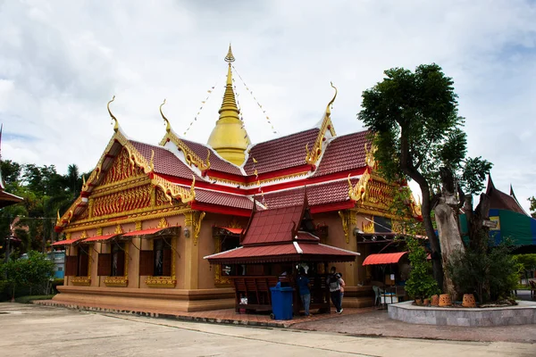 Ancient Ordination Hall Antique Ubosot Church Thai People Travelers Travel — Fotografia de Stock