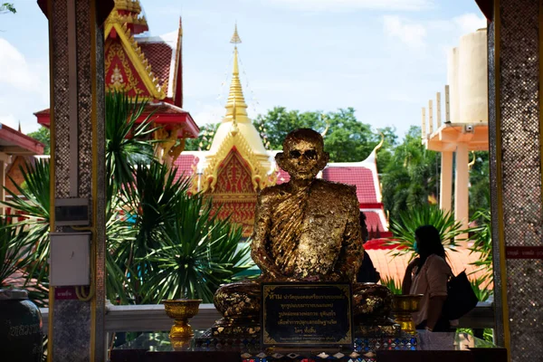 Ancient Luang Por Guay Monk Statue Thai People Travelers Travel — Stock Photo, Image