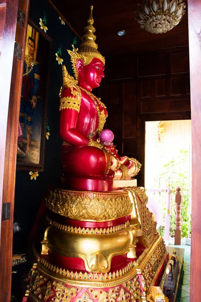 Beautiful Pink Buddha Statues Thai People Travelers Travel Visit Respect — Stock Photo, Image