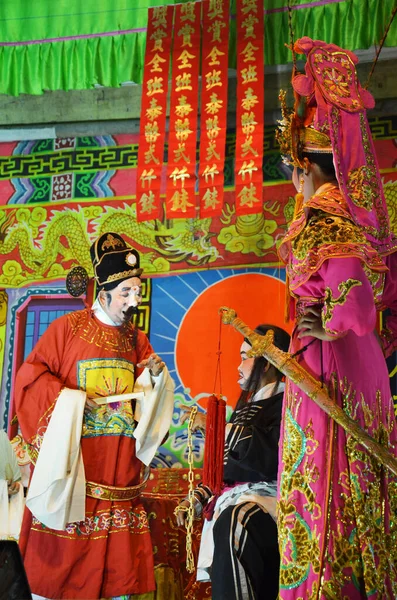 Gente Tailandesa Ascendencia China Que Actúa Tocando Ópera Clásica Tradicional — Foto de Stock