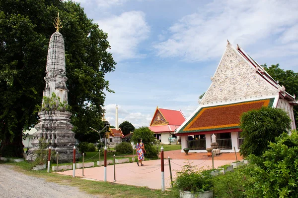 Forntida Arkitektur Byggnad Ubosot Kyrka Och Antika Ruin Stupa Chedi — Stockfoto