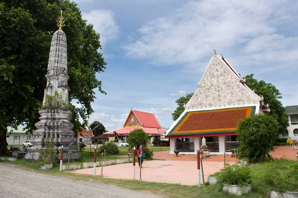 Arquitetura Antiga Edifício Ubosot Igreja Ruína Antiga Stupa Chedi Para — Fotografia de Stock