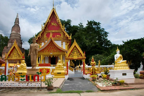 Antico Ubosot Rovina Stupa Chedi Antica Statua Buddha Thai Visita — Foto Stock