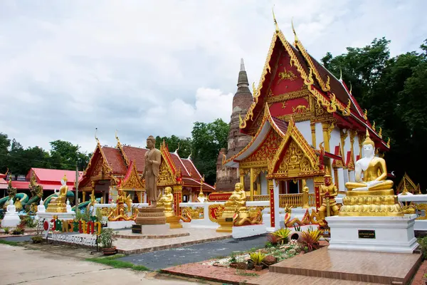 Antico Ubosot Rovina Stupa Chedi Antica Statua Buddha Thai Visita — Foto Stock