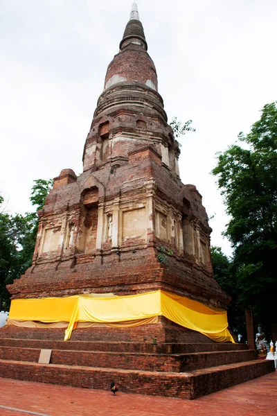 Antiga Estupa Chedi Antigo Ruínas Buddha Ubosot Para Pessoas Tailandesas — Fotografia de Stock