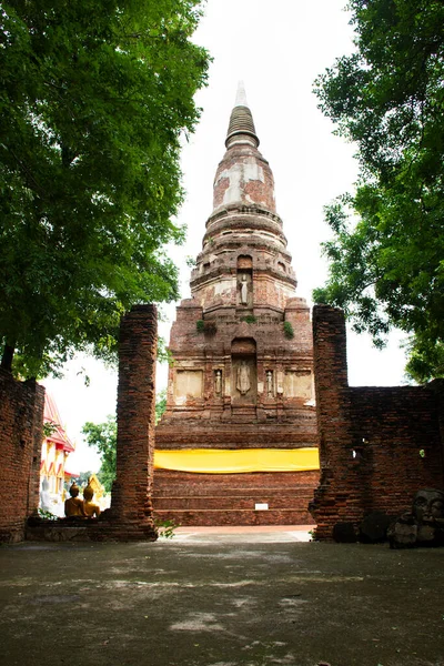 Antiga Estupa Chedi Antigo Ruínas Buddha Ubosot Para Pessoas Tailandesas — Fotografia de Stock