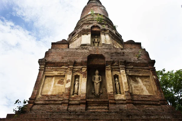 Αρχαία Stupa Αντίκες Chedi Και Ερείπια Buddha Και Ubosot Για — Φωτογραφία Αρχείου