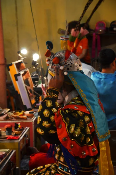 Gente Tailandesa Acto Ascendencia China Pintura Maquillaje Cara Usar Ropa — Foto de Stock