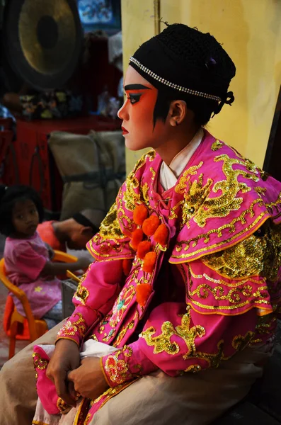 Thai Act People Chinese Descent Makeup Painting Face Wear Antique — Fotografia de Stock