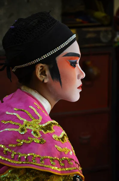 Thai Act People Chinese Descent Makeup Painting Face Wear Antique — Fotografia de Stock