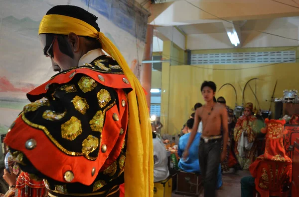 Tailandese Atto Persone Cinese Discesa Trucco Pittura Sul Viso Indossare — Foto Stock