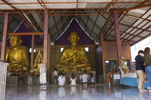 Buddha Statue Monk Statues Thai People Travelers Travel Visit Respect — Foto de Stock