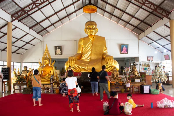 Buddha Statue Monk Statues Thai People Travelers Travel Visit Respect — Stock Photo, Image