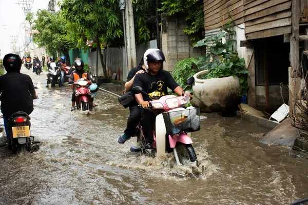 Thai Rider Riding Motorcycle Motorbike Taxi Street Send Receive Travelers — Stock Photo, Image