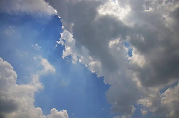 Aerial View Landscape Cloudscape Blue Sky Beautiful Clouds Ray Lighting — Stockfoto