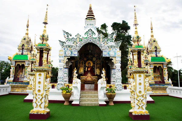 Ancient Architecture Ubosot Church Antique Building Thai People Travelers Travel — Foto de Stock