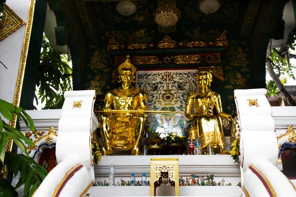 Ancient Mangrai King Lanna Kingdom Statue Antique Mengrai King Ngoenyang —  Fotos de Stock