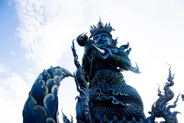 Ват Ронг Десятий Або Художній Синій Храм Тайців Подорожують Моляться — стокове фото