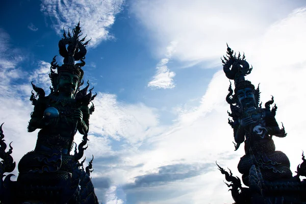 Wat Rong Seur Ten Artistic Blue Temple Thai People Foreign —  Fotos de Stock