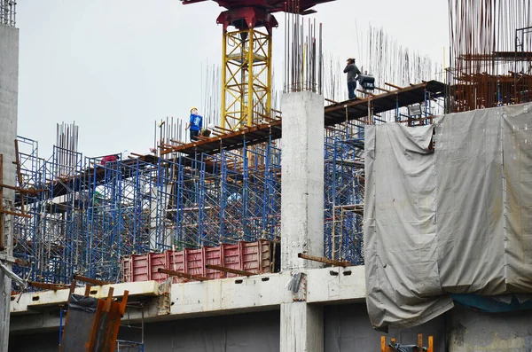 Asian Labor People Thai Labour Worker Use Machine Heavy Machinery — Photo