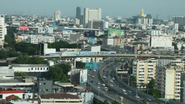 Flygfoto Landskap Stadsbild Bangkok Stad Och Hög Byggnad Torn Bostadsrätt — Stockvideo