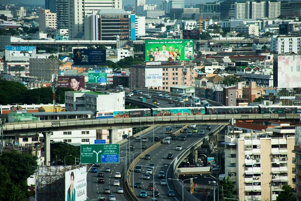 Widok Lotu Ptaka Krajobraz Miasta Bangkok Wieży Wysokiego Budynku Kondominium — Zdjęcie stockowe