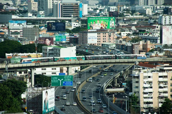 Widok Lotu Ptaka Krajobraz Miasta Bangkok Wieży Wysokiego Budynku Kondominium — Zdjęcie stockowe