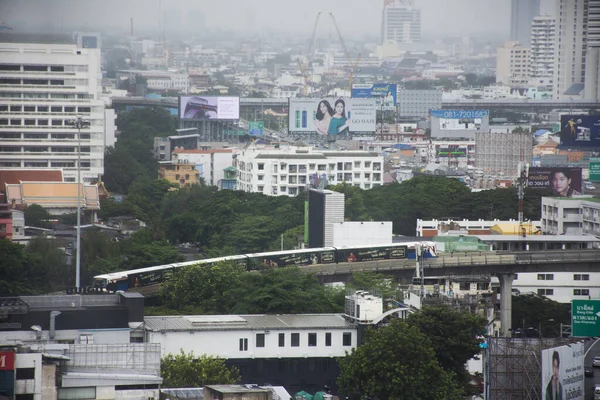 Widok Lotu Ptaka Krajobraz Miasta Bangkok Wieży Wysokiego Budynku Kondominium — Zdjęcie stockowe