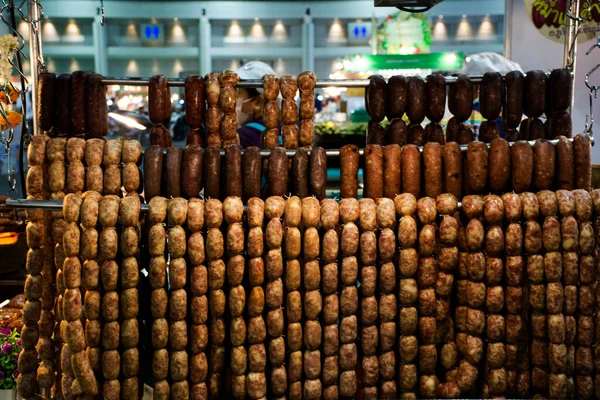 Sertés Rizs Kolbász Vagy Fermentált Hot Dog Északkeleti Izán Thai — Stock Fotó