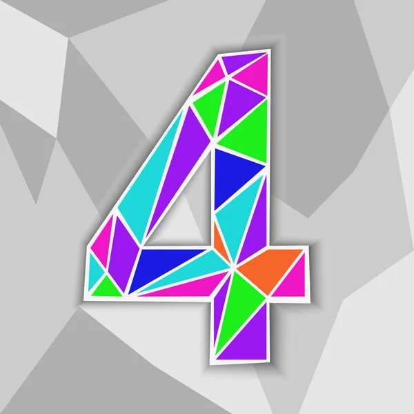 Numéro 4 coloré. Figure de formes géométriques . — Image vectorielle